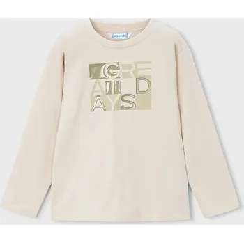 Dětské bavlněné tričko s dlouhým rukávem Mayoral 4095.5H.Mini.9BYA béžová 12X, vel. 92