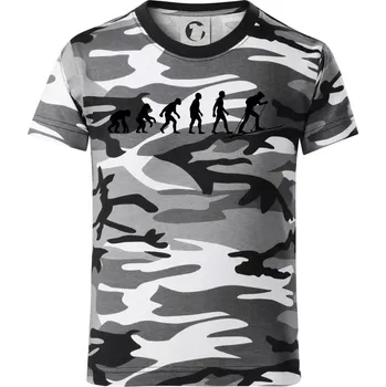 Chlapecké tričko Evoluce skialpy - Dětské maskáčové triko - 146 cm/10 let ( Šedý maskáč )