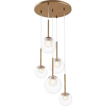 Maytoni Elegantní závěsné svítidlo ze skla a kovu Basic form 5 Barva: Zlatá, Barva skla: Transparentní MOD521PL-05G Elegantní závěsné svítidlo ze skla a kovu Basic form 5