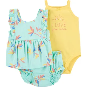 Kojenecká souprava CARTER'S Set 3dílný body na ramínka, tílko, kalhotky Blue Floral holka NB