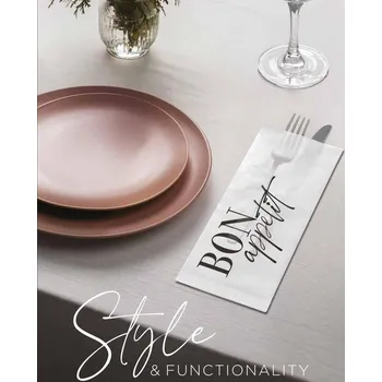 Příbor Celtex Papírová kapsička na příbory Infibra Bon Appetit s bílým ubrouskem - 100ks