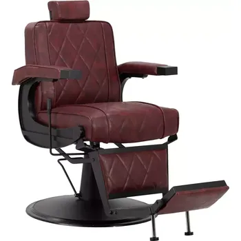 Kadeřnické křeslo Barber křeslo BM88066B - vínové s černým rámem