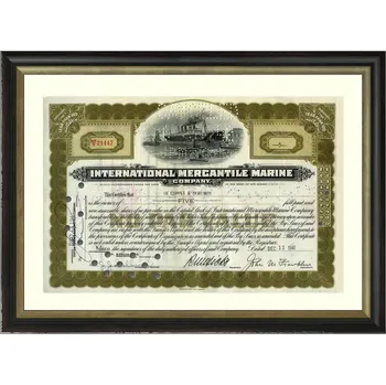 USA Akciový certifikát Titanic - 5-100$ Dobový originál olivová barva