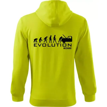Pánská mikina Evoluce mechanik - Mikina s kapucí na zip trendy zipper - 2XL ( Limetková )