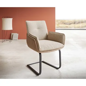 Jídelní židle DELIFE Jídelní židle Nela-Flex kombinace materiálů tmavě béžová plochá jídelní židle černá