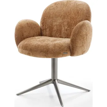 Jídelní židle DELIFE Jídelní židle Nube-Flex s područkami žinylka rezavá podnož ve tvaru kříže grafitová 360° otočná houpací funkce taštičkové pružiny