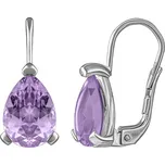 Zlaté náušnice Babette z bílého zlata s přírodním ametystem