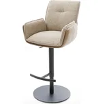 DELIFE Barová židle Nela-Flex kombinace materiálů tmavě béžová otočná výškově nastavitelná kovová otočná taštičkové pružiny