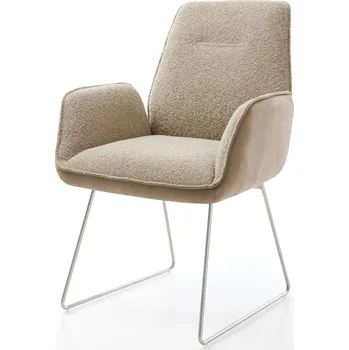 Jídelní židle DELIFE Jídelní židle Zoa-Flex kombinace materiálů tmavě béžová tenká podnož nerezová ocel taštičkové pružiny