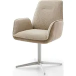 DELIFE Jídelní židle Zoa-Flex kombinace materiálů tmavě béžová podnož kříž nerezová ocel 360° otočný taštičkové pružiny