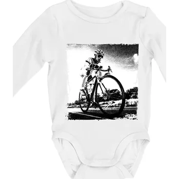 Kojenecké oblečení Cyklista černobílá cesta - Body kojenecké s dlouhým rukávem - Dlouhý r. do 3 měs ( Bílá )