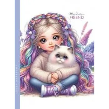 Set školních potřeb Notatnik 143x200 48K gładki Dziewczynka z kotkiem