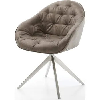 Jídelní židle DELIFE Jídelní židle Gaio-Flex mikrovlákno taupe vintage křížová podnož široká nerezová ocel 360° otočný houpací funkce