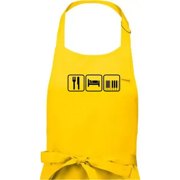 Kuchyňská zástěra Eat sleep piano v řadě - Pánská zástěra na vaření - Univerzální velikost ( Žlutá )