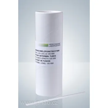 Laboratorní baňka Kapiláry pro měření bodu tání (Délka (mm): 120, Vnitřní průměr (mm): 1,35, Vnější průměr (mm): 0,95, Balení (ks): 1000)