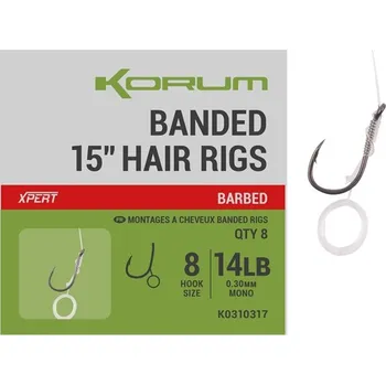 KORUM - Návazec Banded Hair Rigs Barbed 15" vel. 8 8 ks