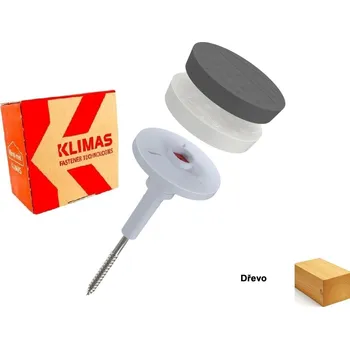 Hmoždinka KLIMAS Wkret-met DRIVE S Talířová hmoždinka s kovovým šroubem do dřeva Ø6 mm 140 mm - 100 ks