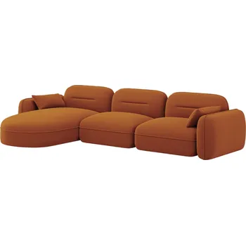 Pohovka Cosmopolitan Design Terakotově oranžová sametová rohová pohovka Sydney 320 cm, levá