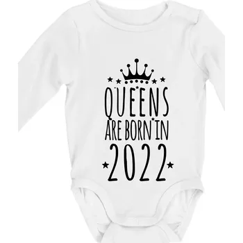 Kojenecký body Queens are born in 2022 - Body kojenecké s dlouhým rukávem - Dlouhý r. do 3 měs ( Bílá )