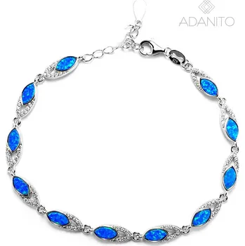 Náramek Stříbrný opálový náramek se zirkony