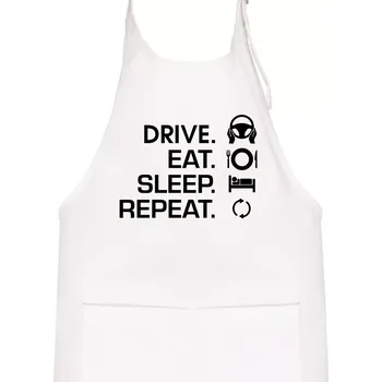 Kuchyňská zástěra Drive eat sleep repeat - Dětská zástěra na vaření - Univerzální velikost ( Bílá )