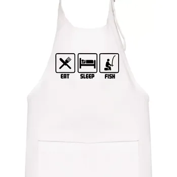 Kuchyňská zástěra Rybaření - Eat sleep Fish - Dětská zástěra na vaření - Univerzální velikost ( Bílá )