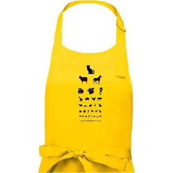Kuchyňská zástěra Oční test zvířatka - Dámská zástěra na vaření - Univerzální velikost ( Žlutá )