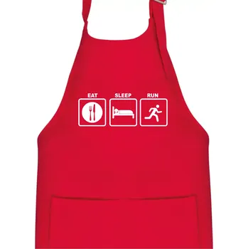 Kuchyňská zástěra Eat sleep run čtverce - Dětská zástěra na vaření - Univerzální velikost ( Červená )