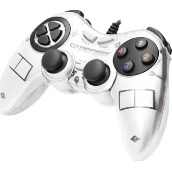 Herní příslušenství Esperanza Vibrační gamepad k PC s USB FIGHTER, bílý 72637&nbsp;EGG105W