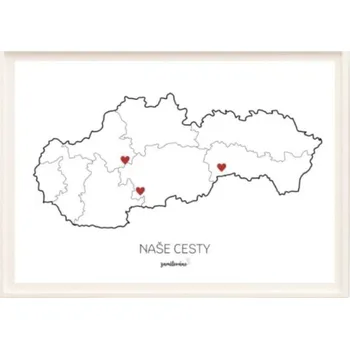 Vzpomínková mapa Naše cesty – Slovensko, A3 + rám - doprava zdarma od 1499 Kč