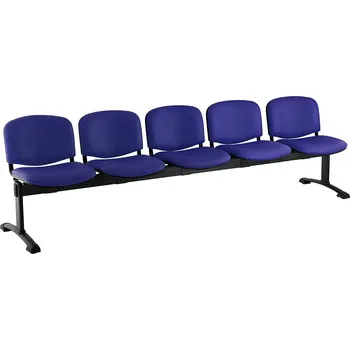 Kožená lavice ISO, 5-sedák - černé nohy, modrá