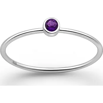 Prsten Prstýnkárna Stříbrný prsten s ametystem hlubší tón RYBY, KOZOROH, PANNA AG925≤0,6g Velikost prstenu: 5 (49)