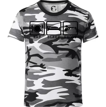 Chlapecké tričko Eat sleep shot - Dětské maskáčové triko - 146 cm/10 let ( Šedý maskáč )