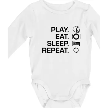 Kojenecký body Play Eat Sleep Repeat házená - Body kojenecké s dlouhým rukávem - Dlouhý r. do 3 měs ( Bílá )