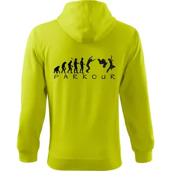 Pánská mikina Parkour evoluce - Mikina s kapucí na zip trendy zipper - S ( Limetková )