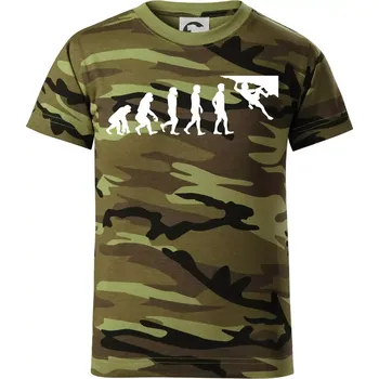 Evoluce bouldering - Dětské maskáčové triko - 146 cm/10 let ( Zelený maskáč )