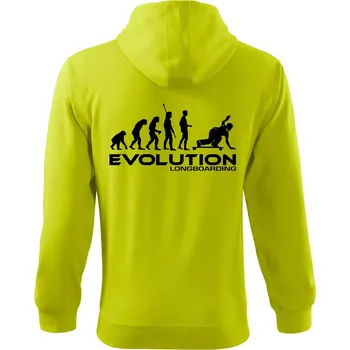 Pánská mikina Evoluce longboard - Mikina s kapucí na zip trendy zipper - XL ( Limetková )