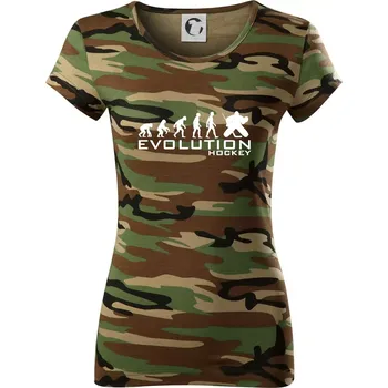 Dámské tričko Evoluce Hockey brankář - Dámské maskáčové triko - XS ( Hnědý maskáč )