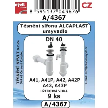 Těsnění Nývlt Sada těsnění do umyvadlového sifonu Alcaplast A41, A41P s odbočkou 9ks