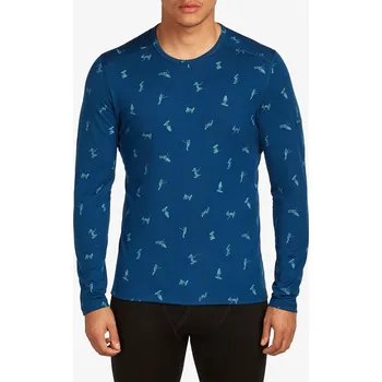 Dámské termoprádlo Funkční mikina Icebreaker Merino 200 Oasis LS Crewe Snow Day AOP - atlantis/topaz/aop