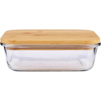 Dóza na potraviny ALPINA Skleněná nádoba na jídlo s dřevěným víčkem 930 ml