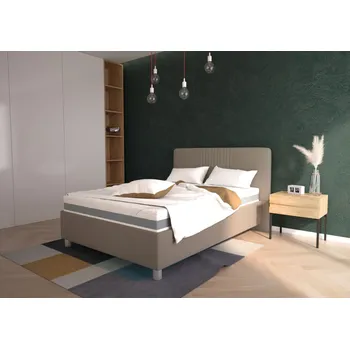 Postel Kayla 140x200 cm kávově hnědá, pěnová matrace Asteria 140x200 cm hnědá