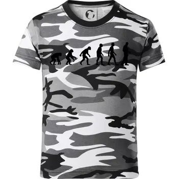 Chlapecké tričko Evoluce Nordic walking - Dětské maskáčové triko - 134 cm/8 let ( Šedý maskáč )