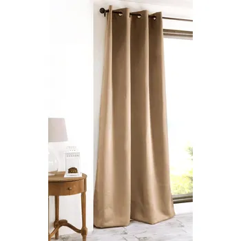 Závěs Mybesthome Sierra Blackout Zatemňovací závěs s kroužky, béžový, 135 × 250 cm