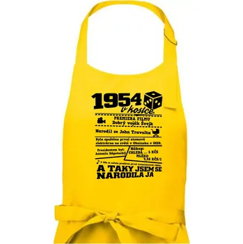 Kuchyňská zástěra 1954 v kostce - Dámská zástěra na vaření - Univerzální velikost ( Žlutá )