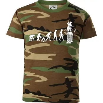 Evoluce kominík - Dětské maskáčové triko - 134 cm/8 let ( Hnědý maskáč )