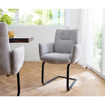 Jídelní židle DELIFE Jídelní židle Jova-Flex s područkami manšestr stříbrně šedá jídelní židle plochá černá taštičkové pružiny