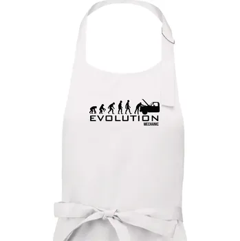 Kuchyňská zástěra Evoluce mechanik - Pánská zástěra na vaření - Univerzální velikost ( Bílá )