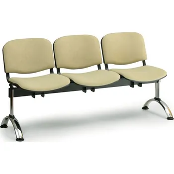 Čalouněná lavice VIVA, 3-sedák - chromované nohy, zelená