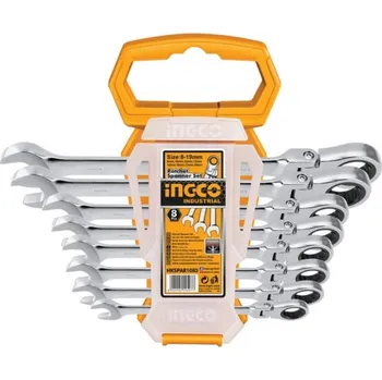 Klíč Klíč očkoplochý flexibilní ráčnový sada 8ks CrMo 8-19mm INGCO Industrial KLC